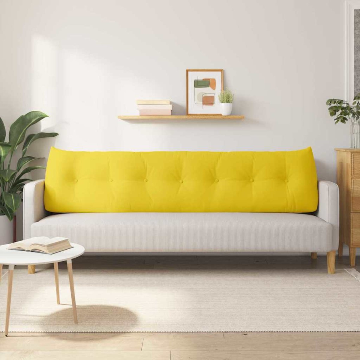 vidaXL Μαξιλάρι Πλάτης Απαλό Κίτρινο 200 x 24 x 50 εκ ύφασμα