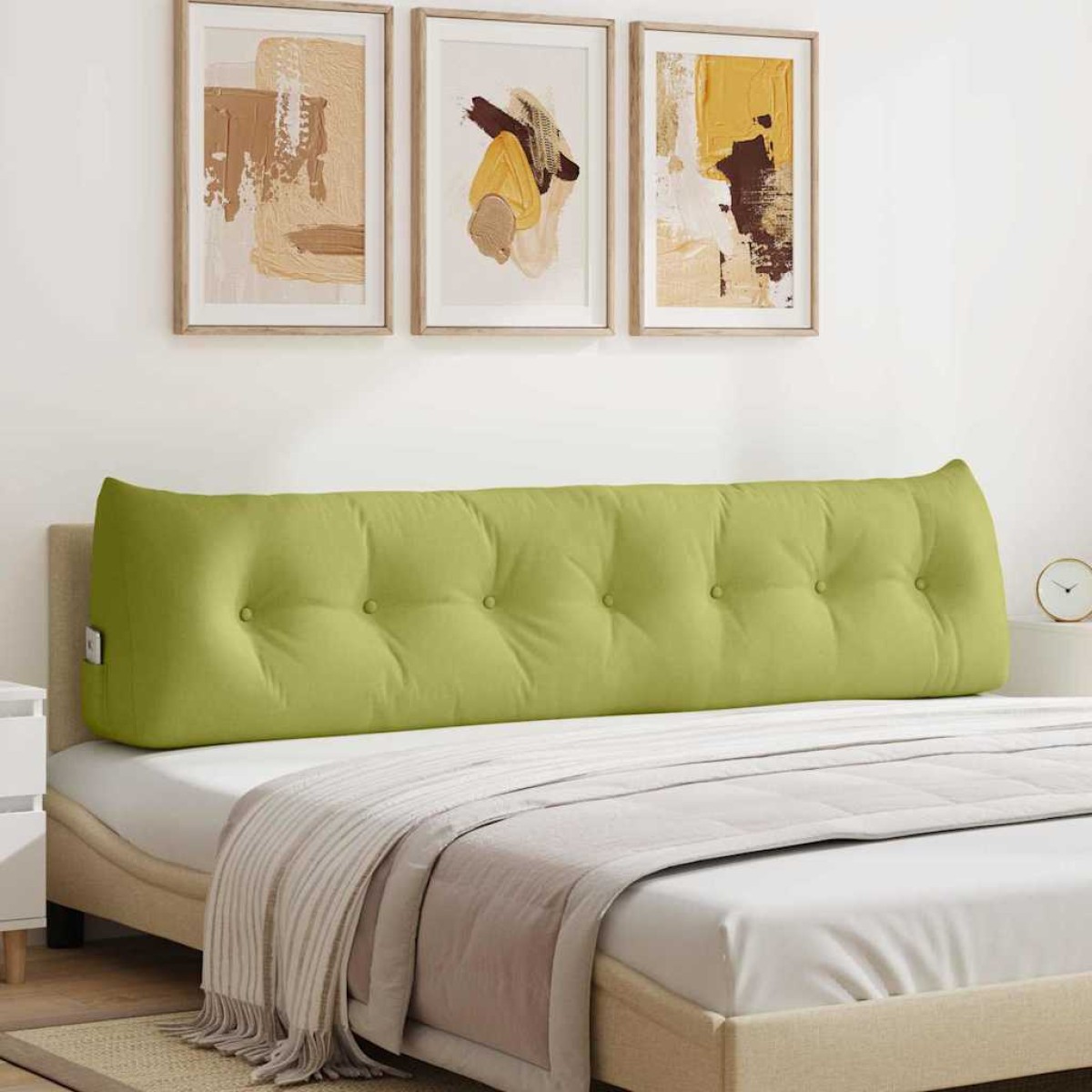 vidaXL Μαξιλάρι Πλάτης Ανοιχτό Πράσινο 200 x 24 x 50 εκ ύφασμα
