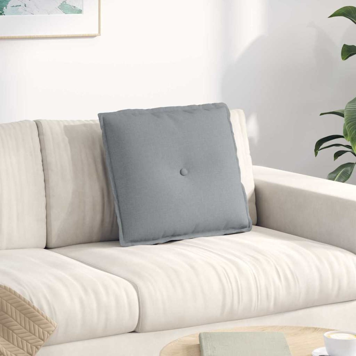 vidaXL Μαξιλάρι Πλάτης Ανοιχτό γκρι 50 x 19 x 45 εκ ύφασμα