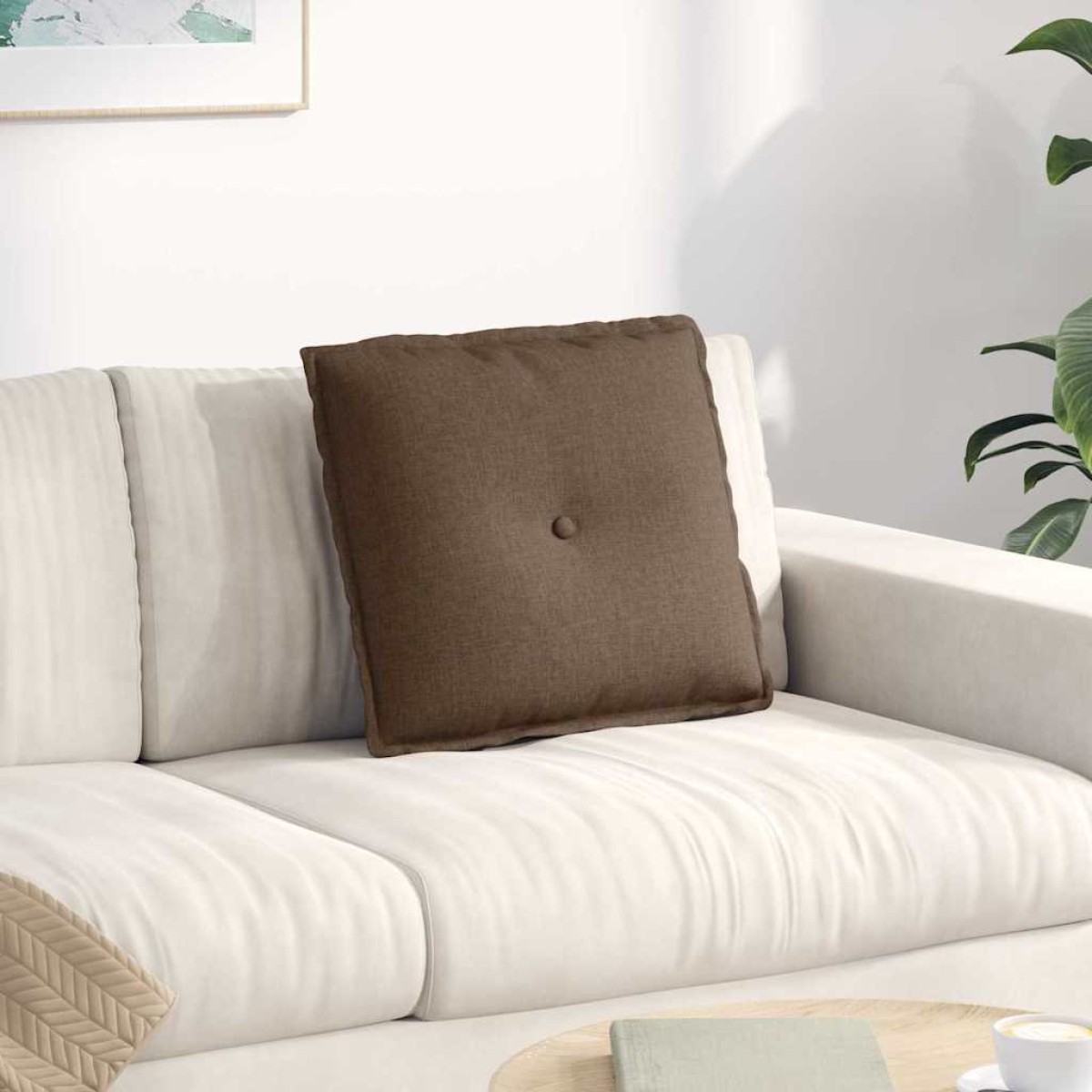 vidaXL Μαξιλάρι Πλάτης Καφέ 50 x 19 x 45 εκ ύφασμα