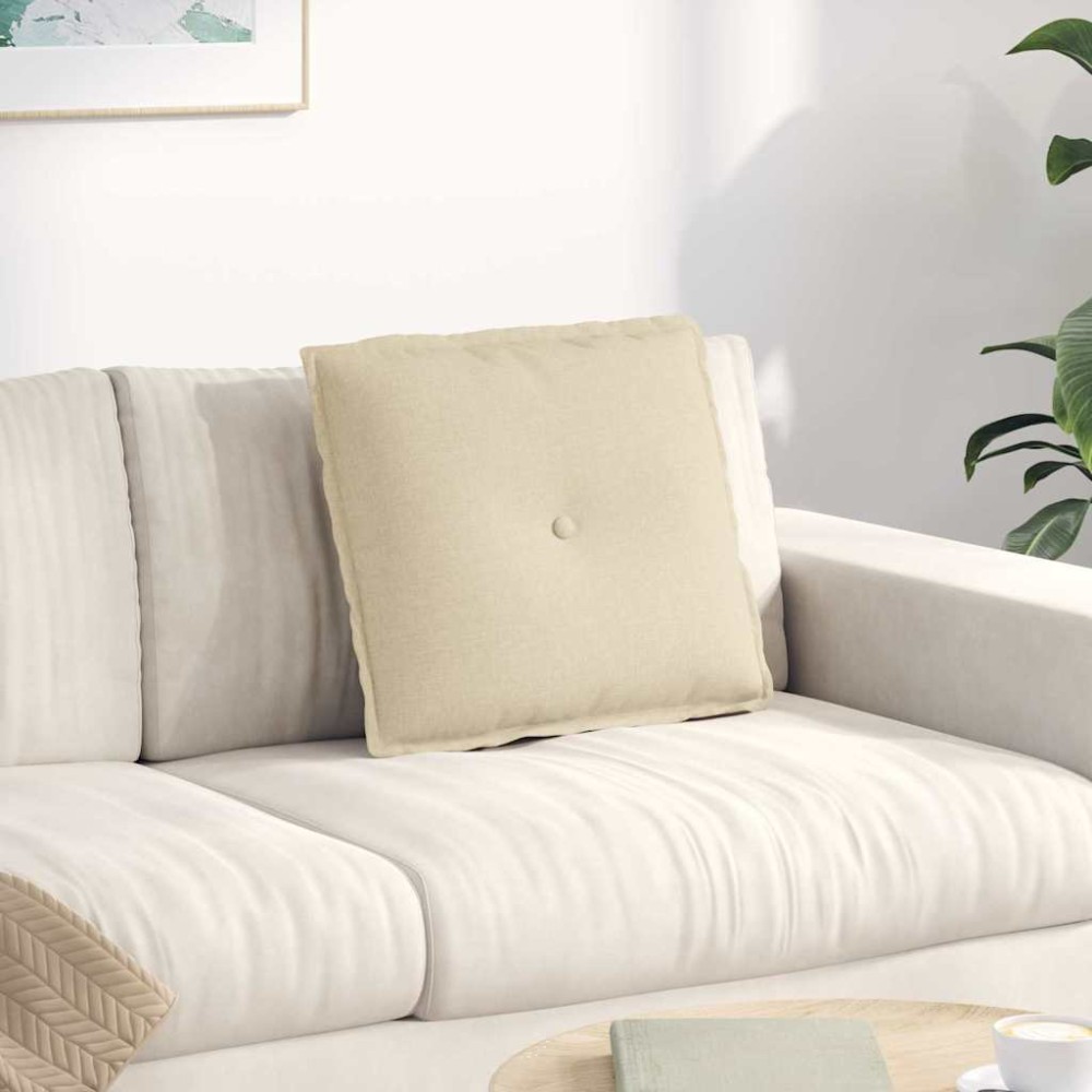 vidaXL Μαξιλάρι Πλάτης Κρεμ 50 x 19 x 45 εκ ύφασμα
