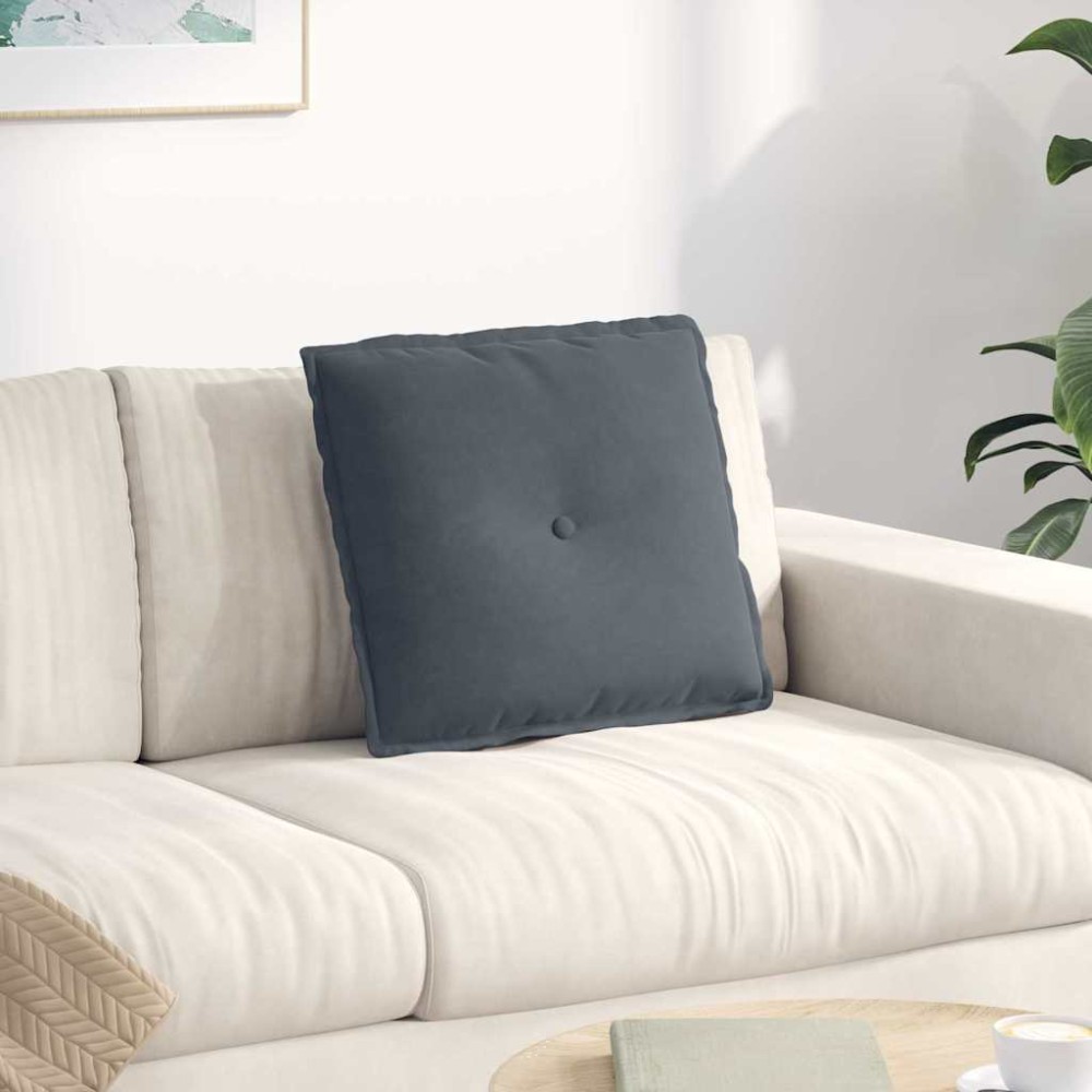 vidaXL Μαξιλάρι Πλάτης Σκούρο Γκρι 50 x 45 εκ. Υφασμάτινο Κορντουρά