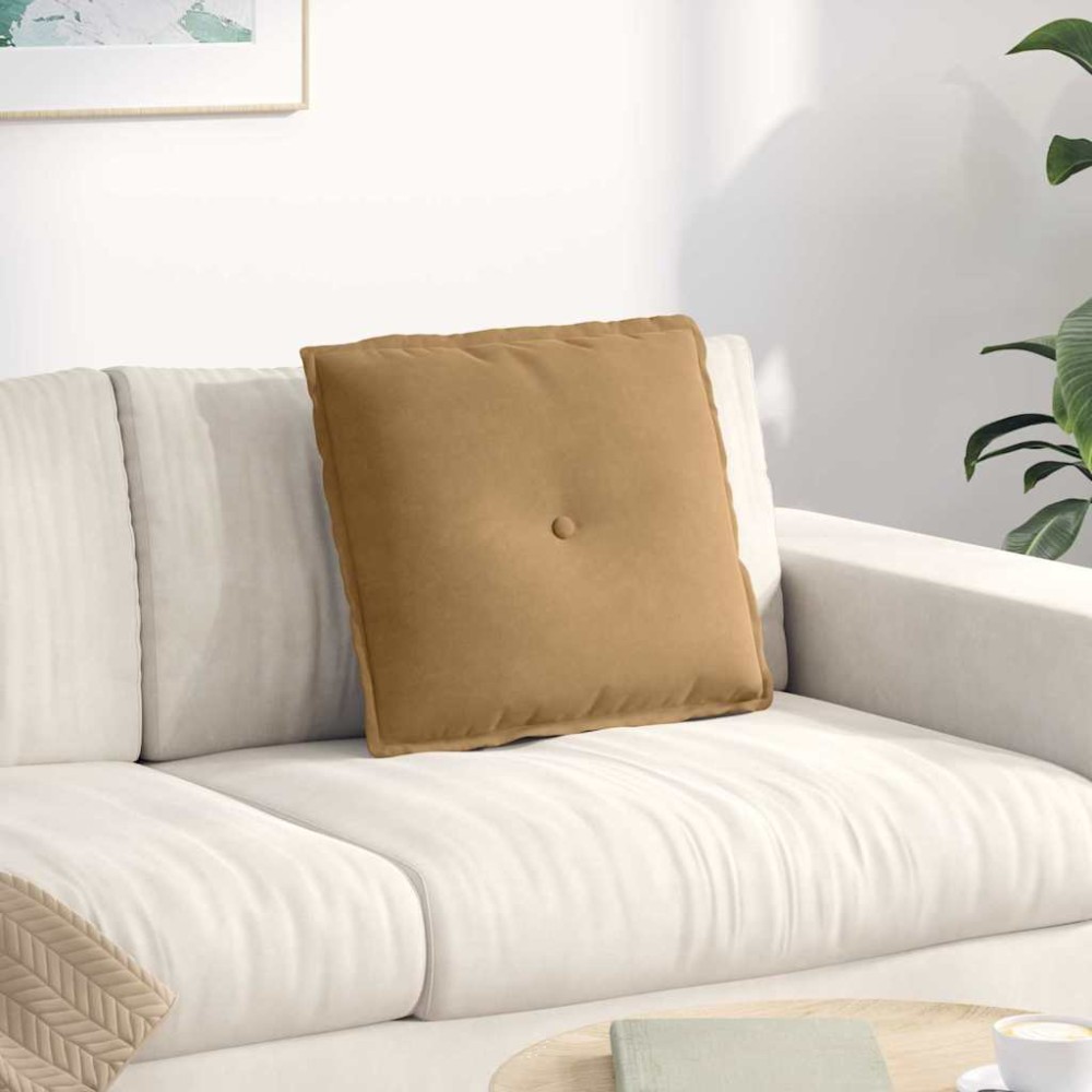 vidaXL Μαξιλάρι Πλάτης Καφέ 50 x 45 εκ. Υφασμάτινο Κορντουρά