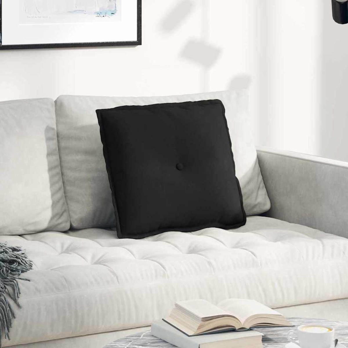 vidaXL Μαξιλάρι Πλάτης Μαύρο 50 x 45 εκ. Ύφασμα Μικροΐνας