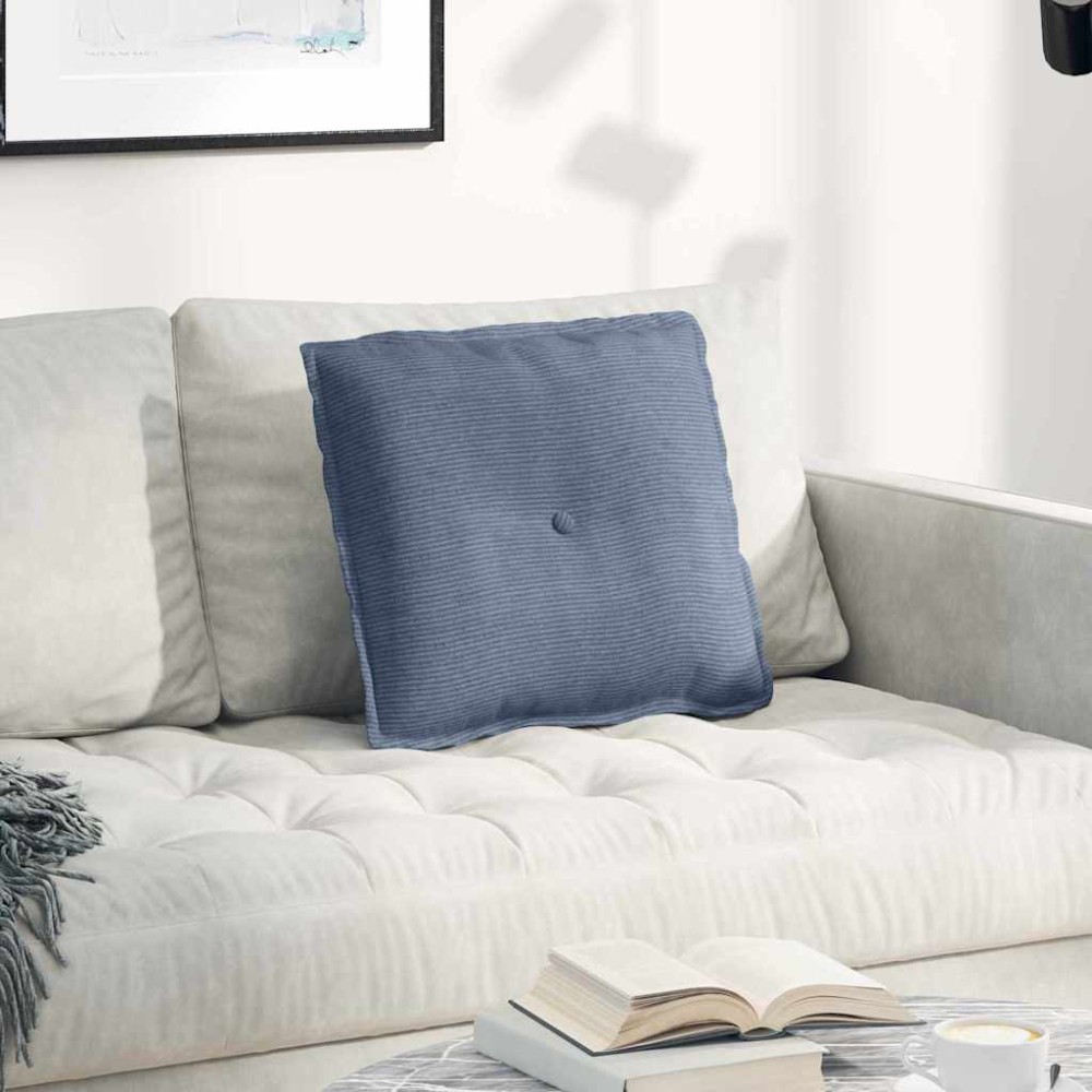 vidaXL Μαξιλάρι Πλάτης Μπλε 50 x 45 εκ. Υφασμάτινο Κορντουρά