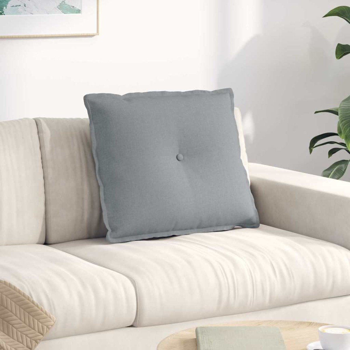 vidaXL Μαξιλάρι Πλάτης Ανοιχτό γκρι 60 x 19 x 50 εκ ύφασμα