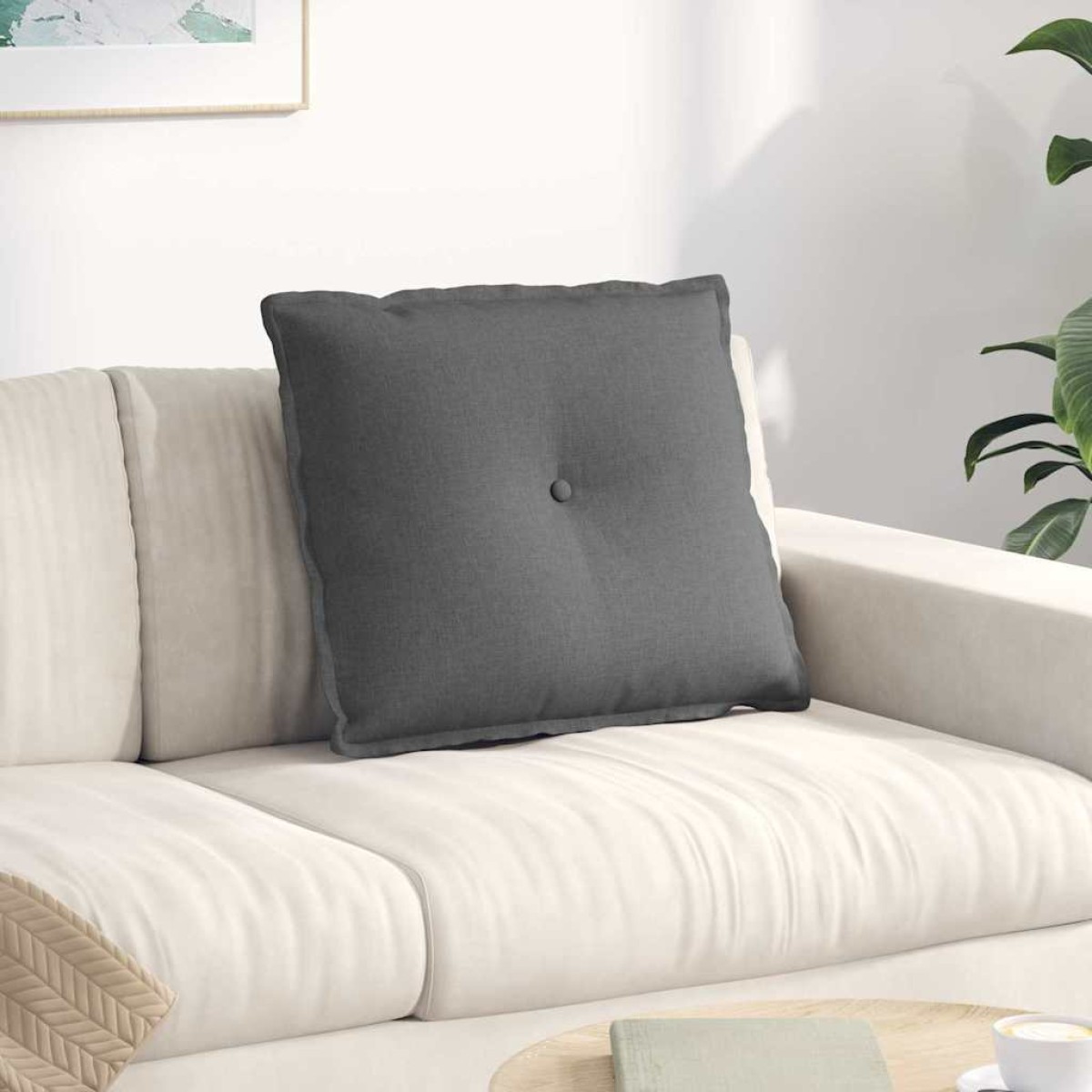 vidaXL Μαξιλάρι Πλάτης Σκούρο Γκρι 60 x 19 x 50 εκ ύφασμα