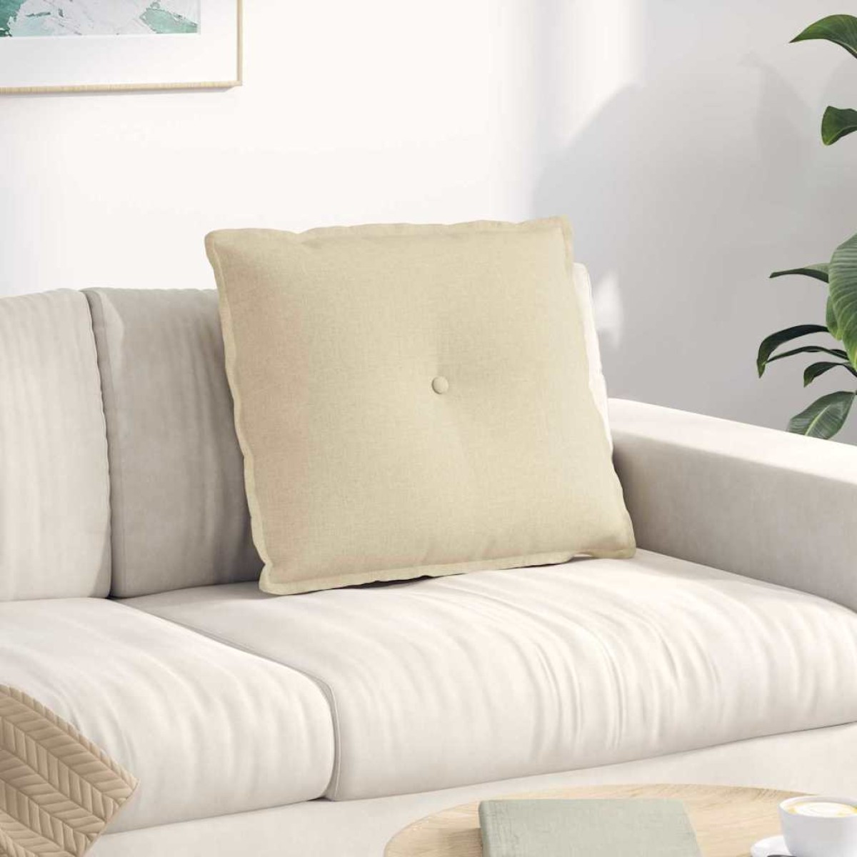 vidaXL Μαξιλάρι Πλάτης Κρεμ 60 x 19 x 50 εκ ύφασμα