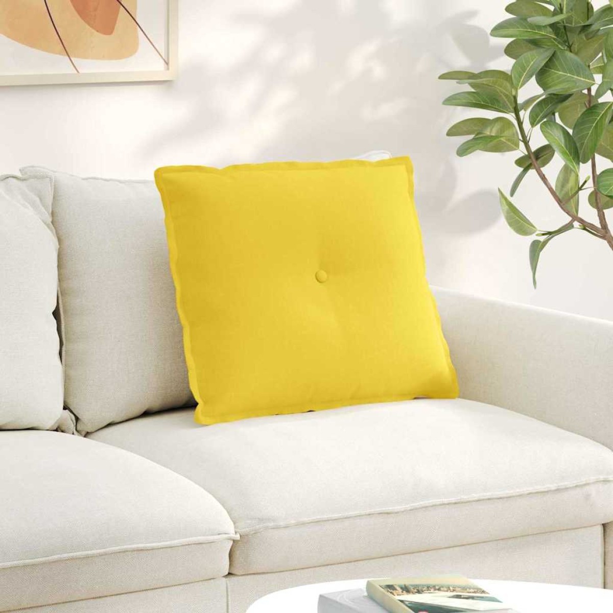vidaXL Μαξιλάρι Πλάτης Απαλό Κίτρινο 60 x 19 x 50 εκ ύφασμα