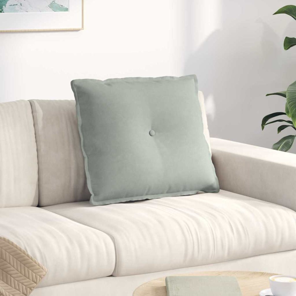 vidaXL Μαξιλάρι Πλάτης Ανοιχτό γκρι 60 x 50 cm Υφασμάτινο Κορντουρά