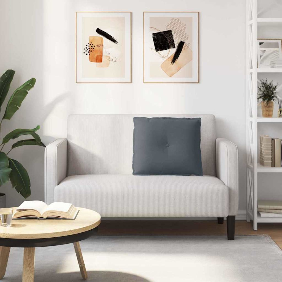 vidaXL Μαξιλάρι Πλάτης Σκούρο Γκρι 60 x 50 cm Υφασμάτινο Κορντουρά