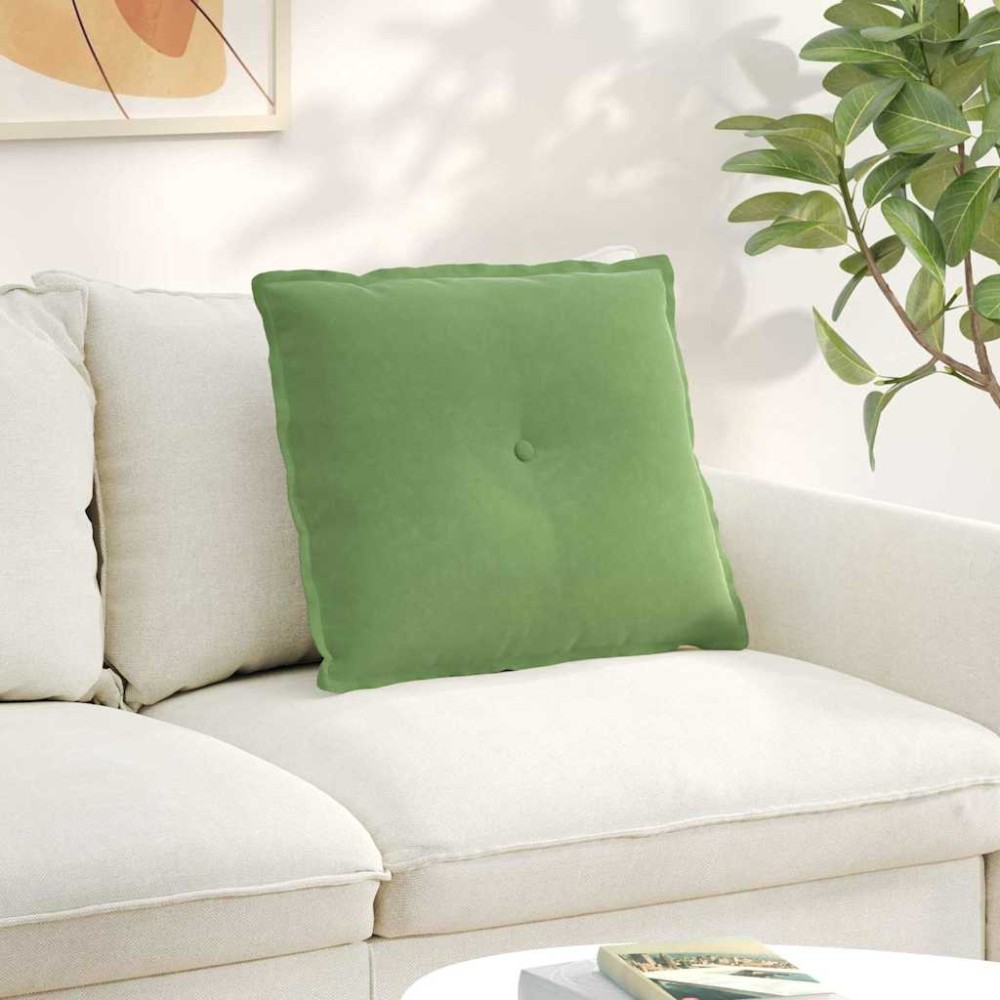 vidaXL Μαξιλάρι Πλάτης Ανοιχτό Πράσινο 60 x 50 cm Υφασμάτινο Κορντουρά