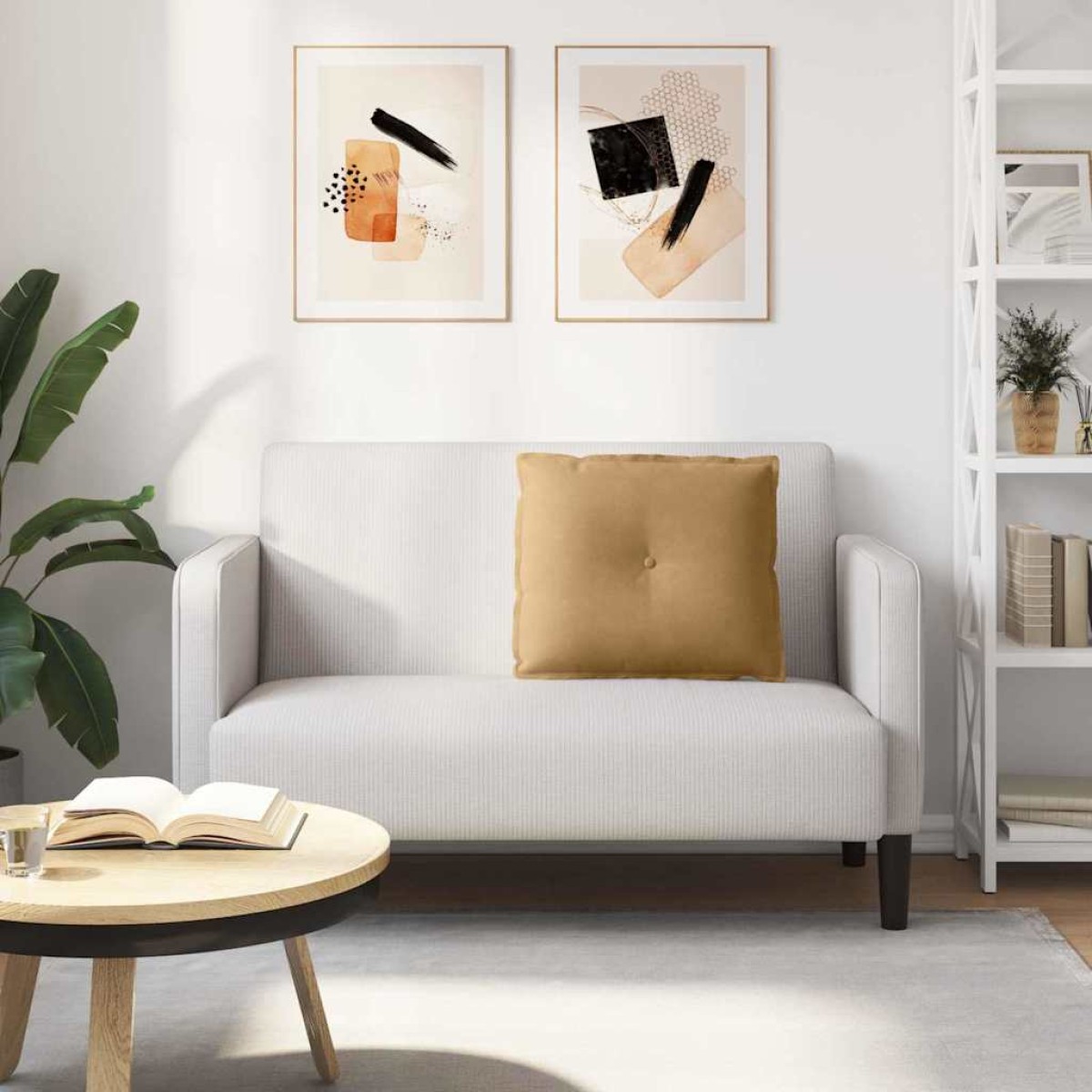 vidaXL Μαξιλάρι Πλάτης Καφέ 60 x 50 cm Υφασμάτινο Κορντουρά