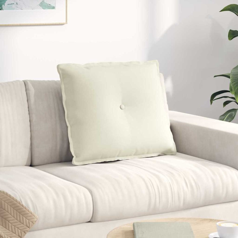 vidaXL Μαξιλάρι Πλάτης Κρεμ 60 x 50 cm Υφασμάτινο Κορντουρά