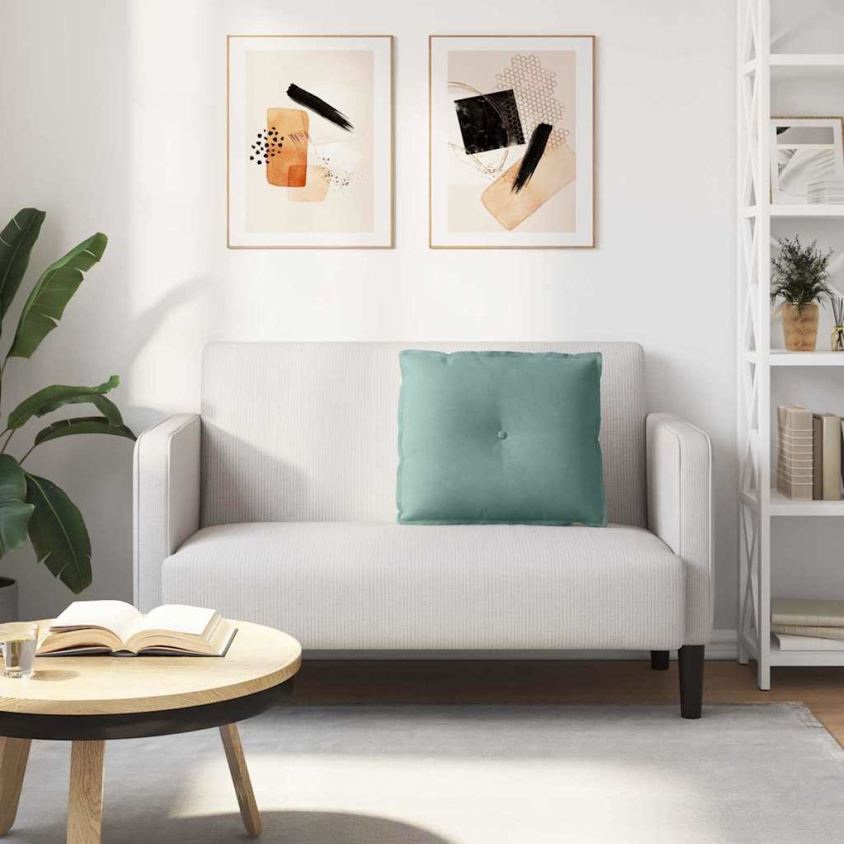 vidaXL Μαξιλάρι Πλάτης Θαλασσί 60 x 50 cm Υφασμάτινο Κορντουρά