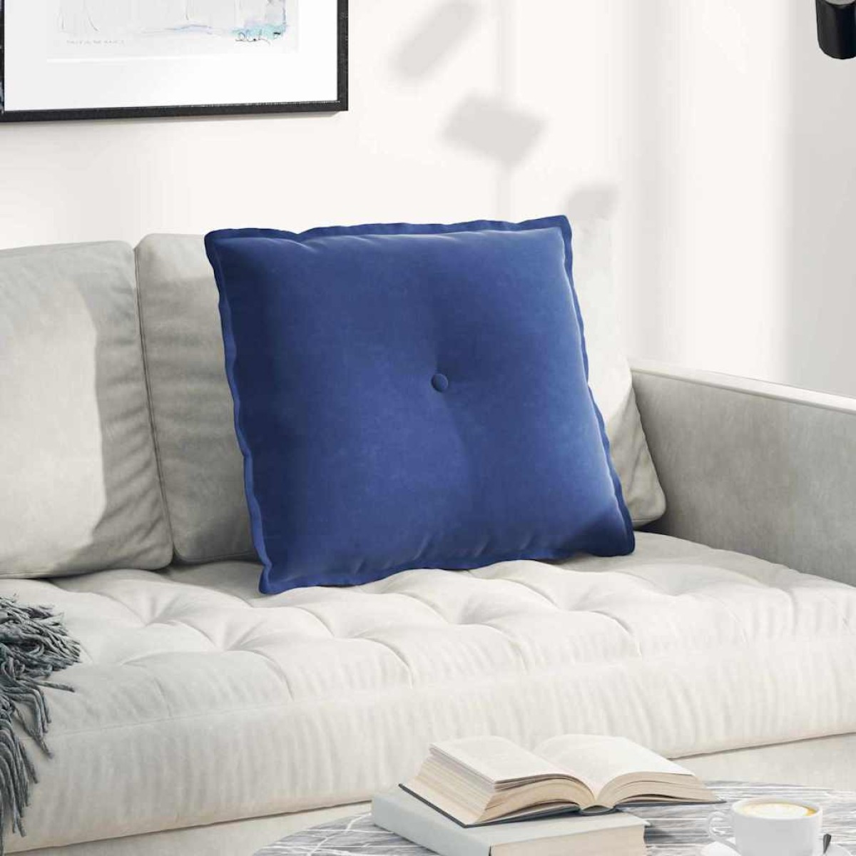 vidaXL Μαξιλάρι Πλάτης Μπλε Αστυνομίας 60 x 50 cm Υφασμάτινο Κορντουρά