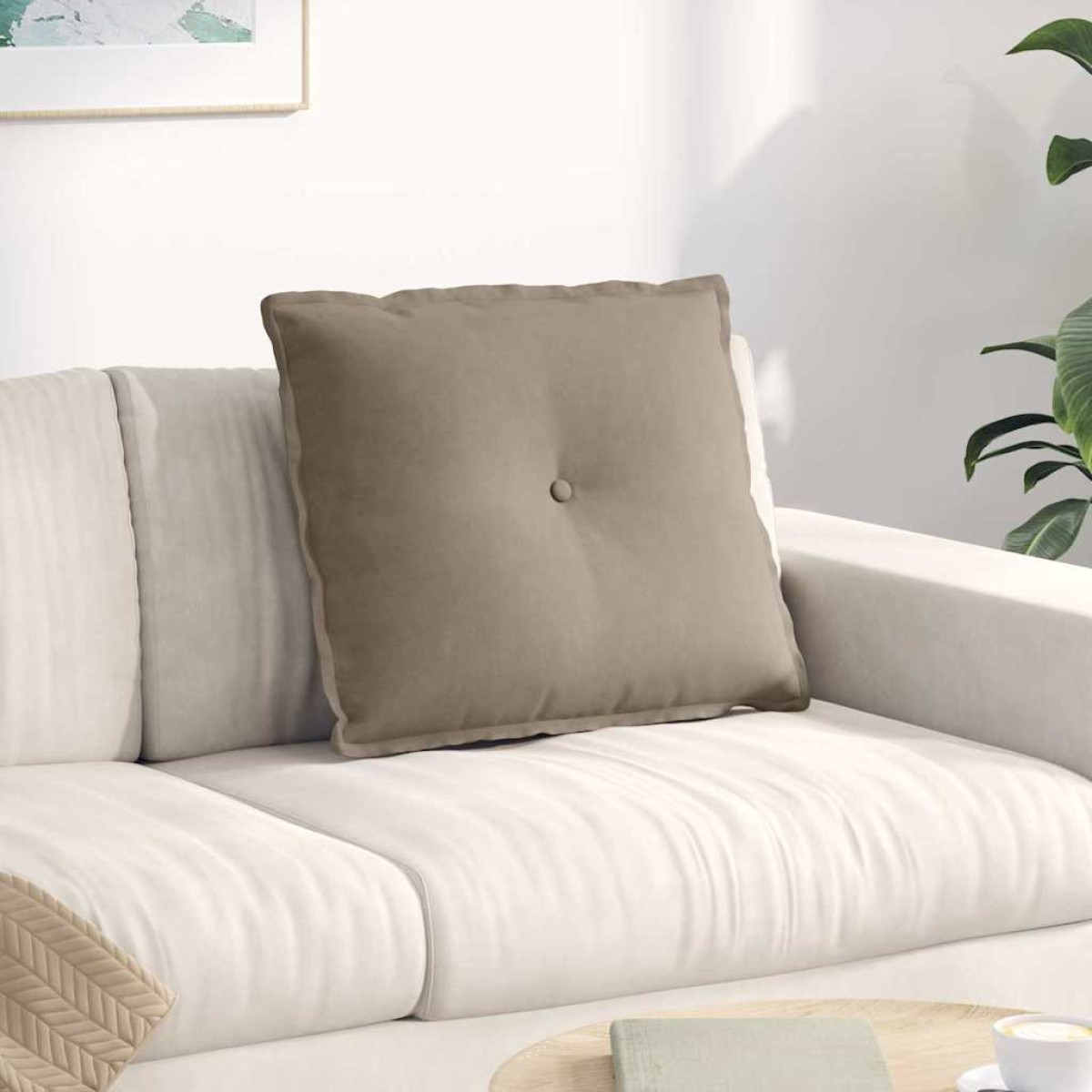 vidaXL Μαξιλάρι Πλάτης Taupe 60 x 50 cm Ύφασμα Μικροΐνας