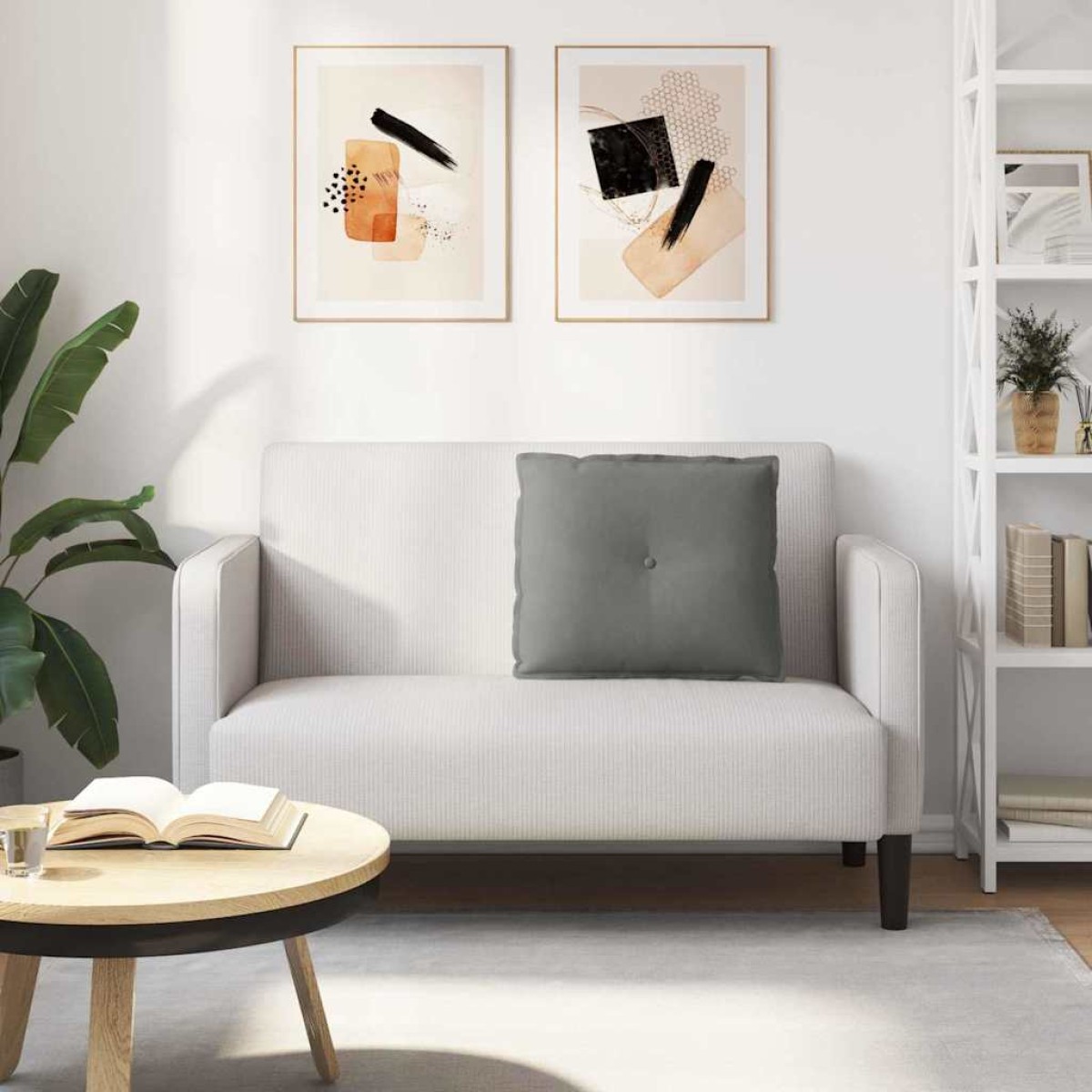 vidaXL Μαξιλάρι Πλάτης Σκούρο Γκρι 60 x 50 cm Ύφασμα Μικροΐνας