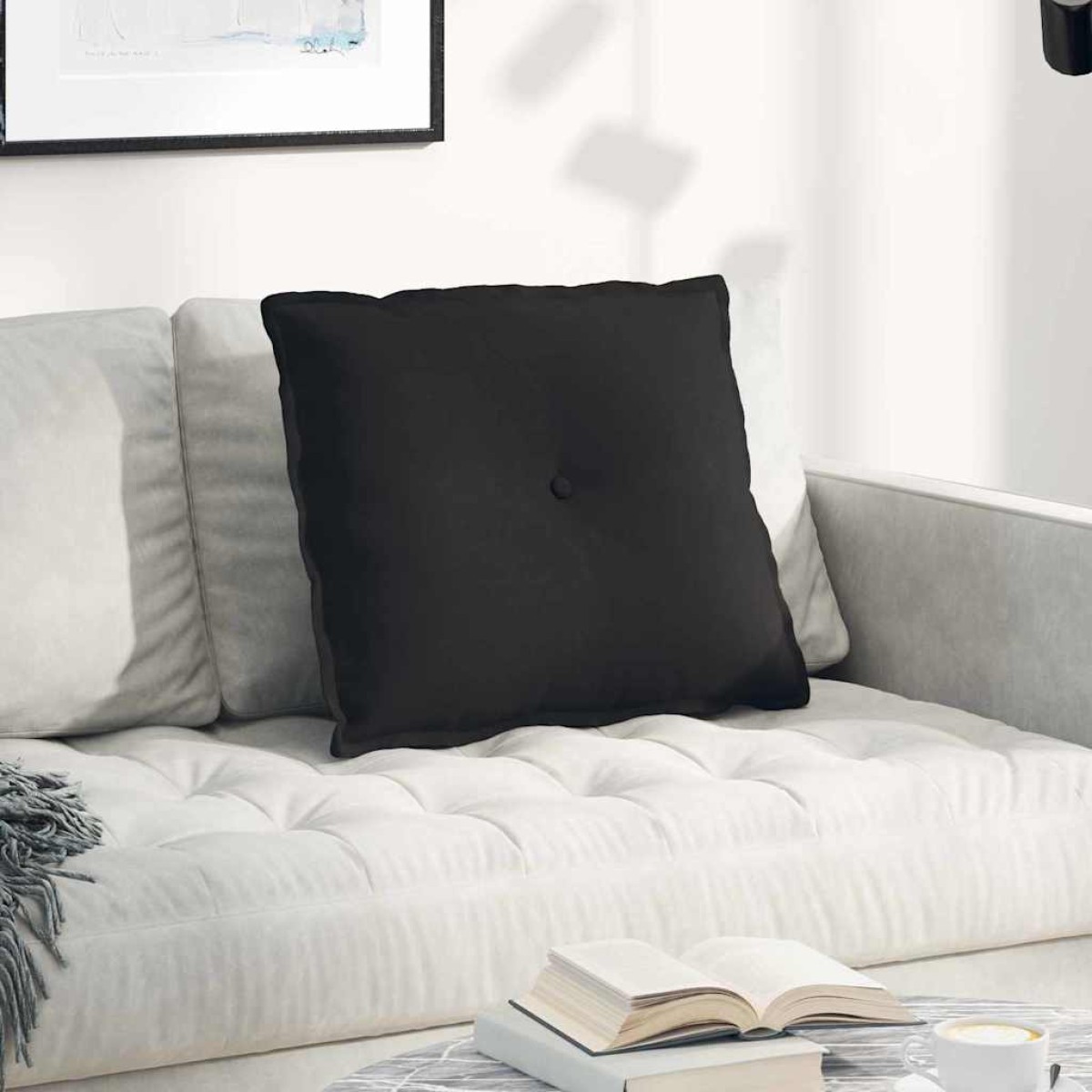 vidaXL Μαξιλάρι Πλάτης Μαύρο 60 x 50 cm Ύφασμα Μικροΐνας