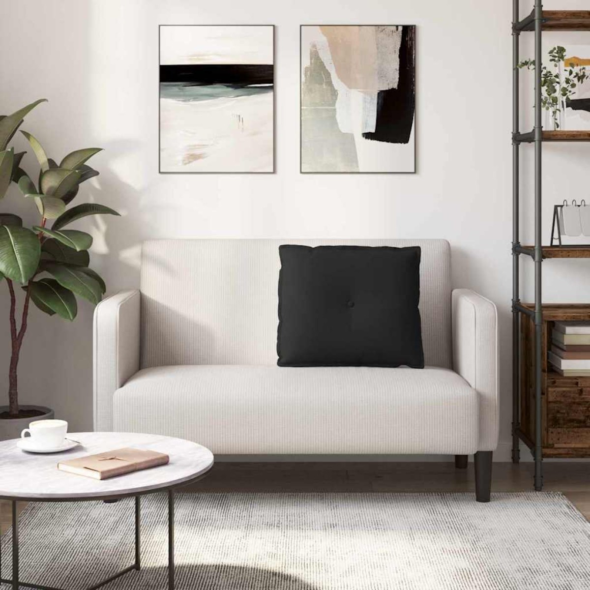 vidaXL Μαξιλάρι Πλάτης Μαύρο 60 x 50 cm Ύφασμα Μικροΐνας