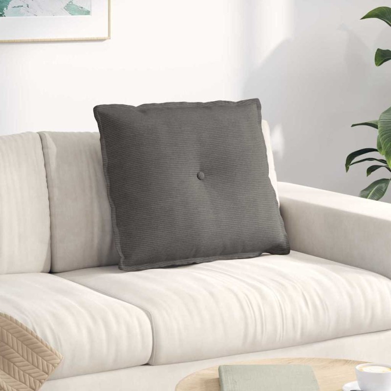 vidaXL Μαξιλάρι Πλάτης Ανοιχτό γκρι 60 x 50 cm Υφασμάτινο Κορντουρά