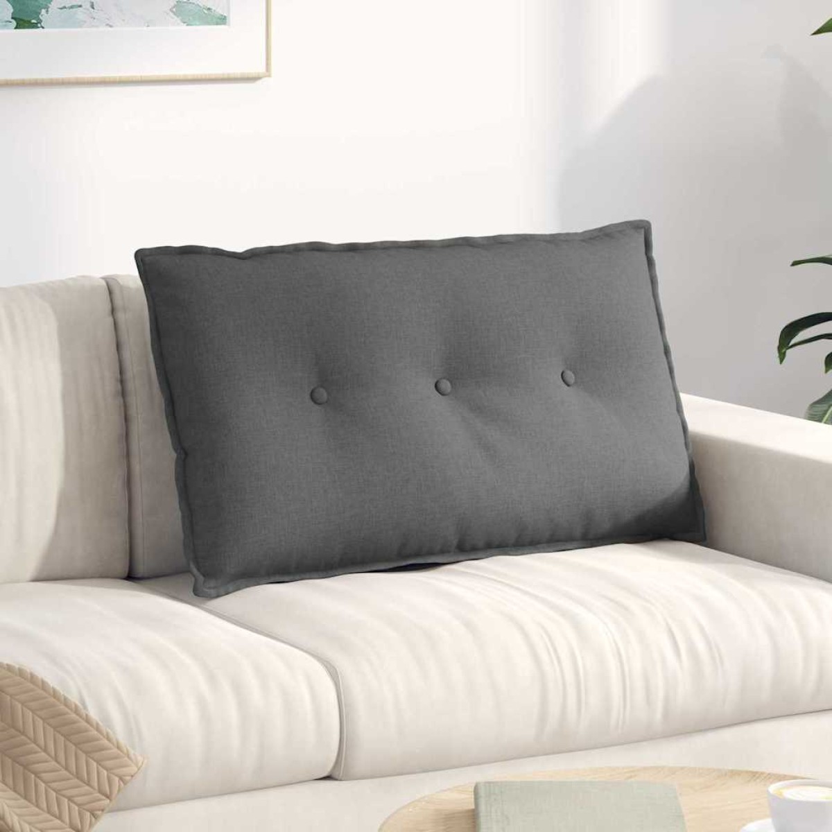 vidaXL Μαξιλάρι Πλάτης Σκούρο Γκρι 80 x 19 x 50 εκ ύφασμα