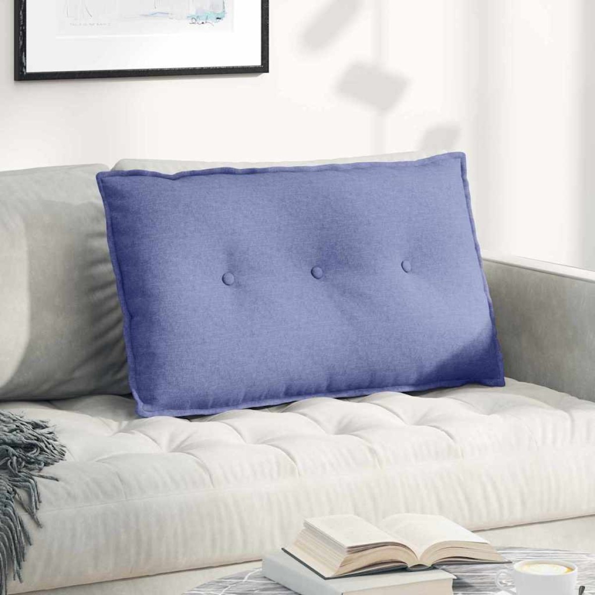 vidaXL Μαξιλάρι Πλάτης Μπλε τζην 80 x 19 x 50 εκ ύφασμα