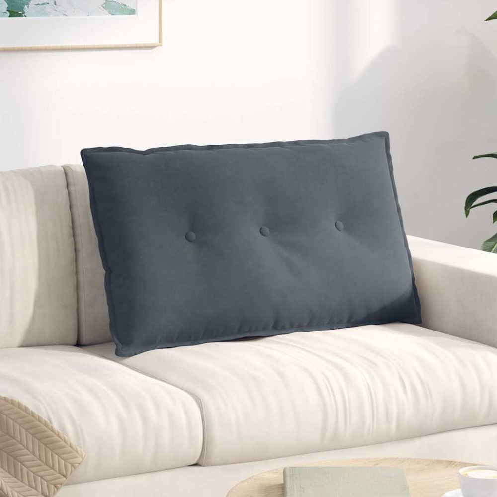 vidaXL Μαξιλάρι Πλάτης Σκούρο Γκρι 80 x 50 cm Υφασμάτινο Κορντουρά