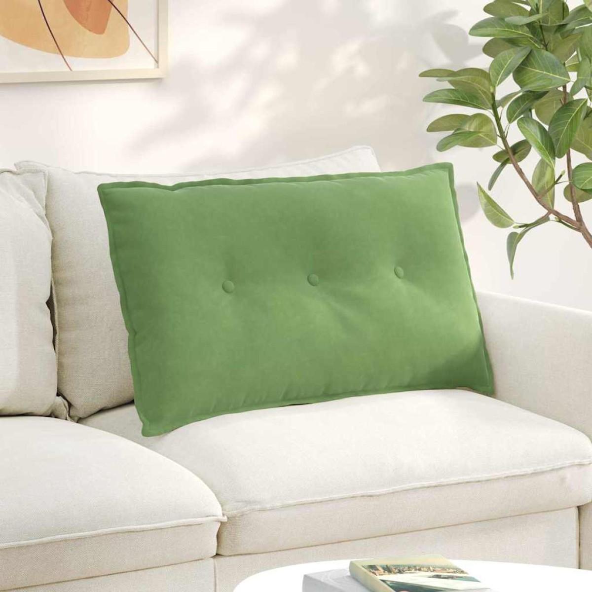 vidaXL Μαξιλάρι Πλάτης Ανοιχτό Πράσινο 80 x 50 cm Υφασμάτινο Κορντουρά