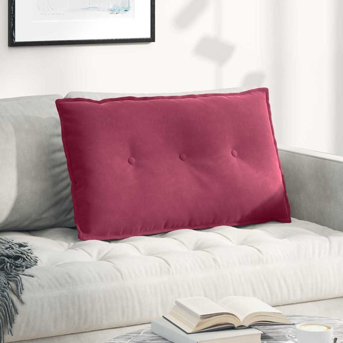 vidaXL Μαξιλάρι Πλάτης Κόκκινο 80 x 50 cm Υφασμάτινο Κορντουρά