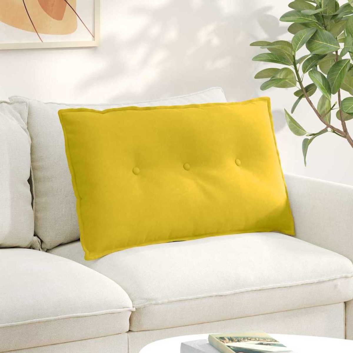 vidaXL Μαξιλάρι Πλάτης Κίτρινο 80 x 50 cm Υφασμάτινο Κορντουρά