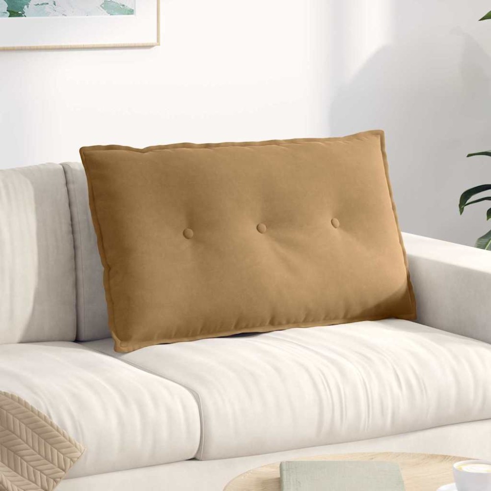 vidaXL Μαξιλάρι Πλάτης Καφέ 80 x 50 cm Υφασμάτινο Κορντουρά