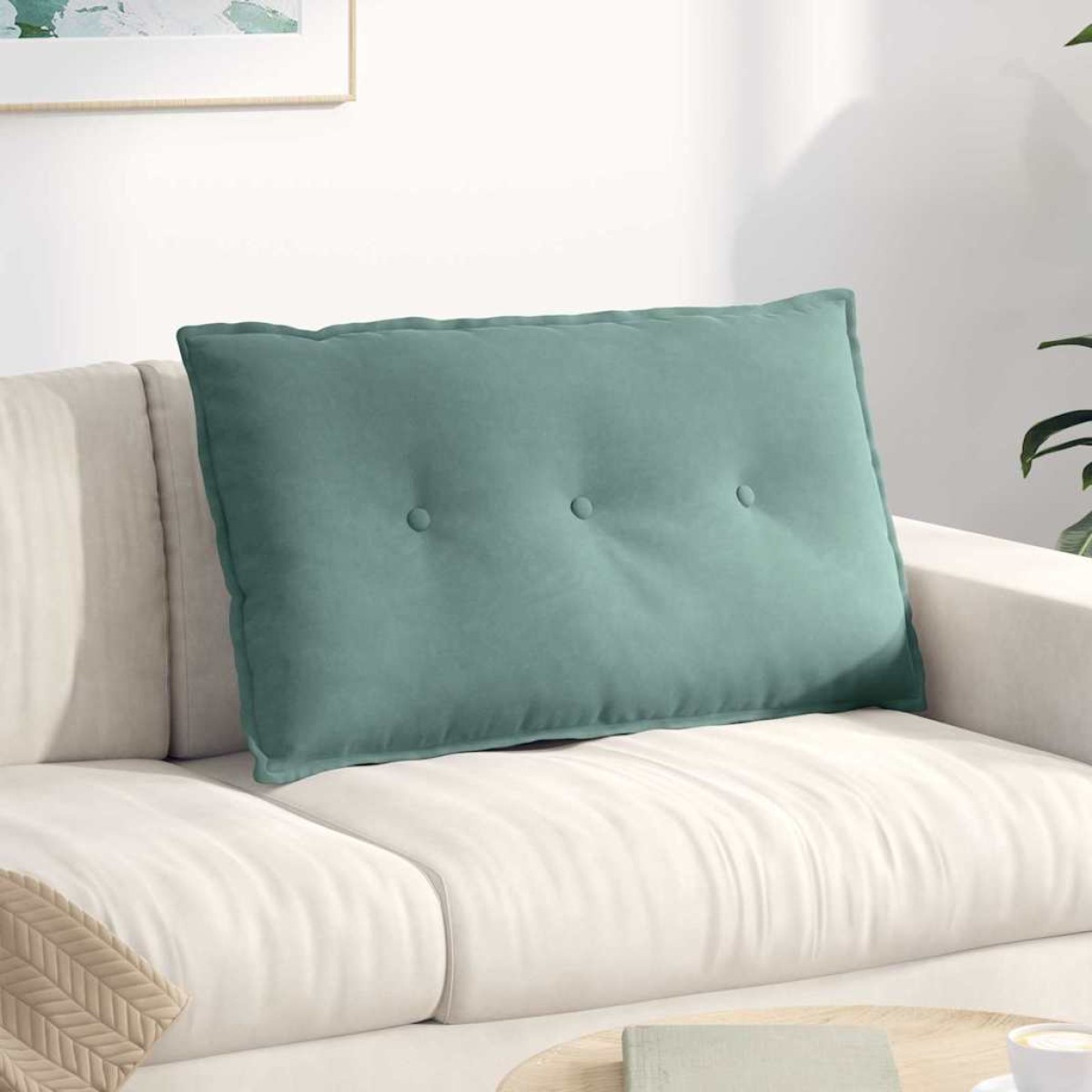 vidaXL Μαξιλάρι Πλάτης Θαλασσί 80 x 50 cm Υφασμάτινο Κορντουρά