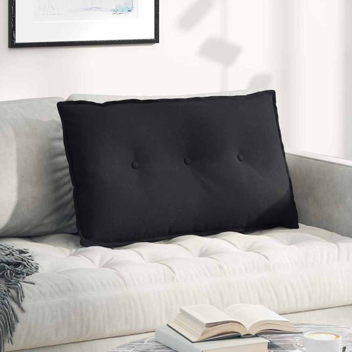 vidaXL Μαξιλάρι Πλάτης Μαύρο 80 x 50 cm Ύφασμα Μικροΐνας