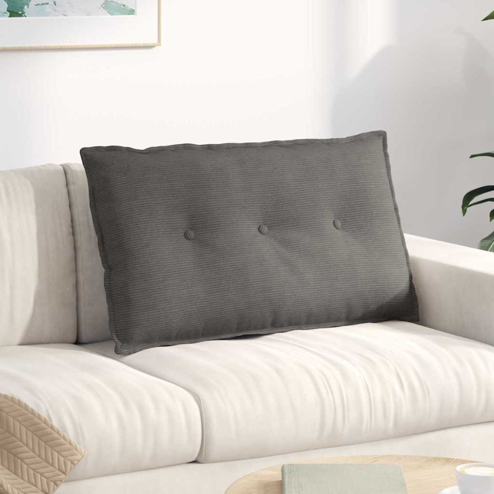 vidaXL Μαξιλάρι Πλάτης Ανοιχτό γκρι 80 x 50 cm Υφασμάτινο Κορντουρά