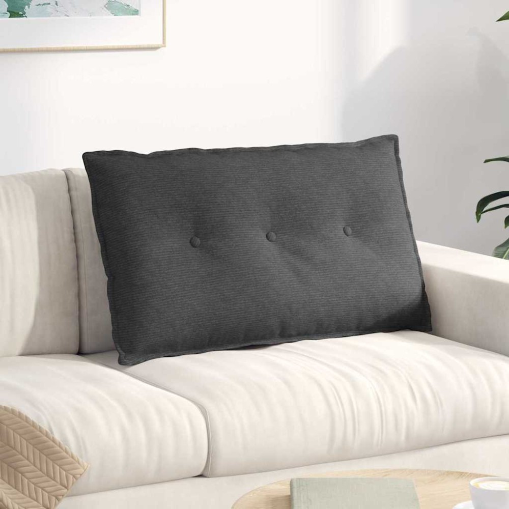 vidaXL Μαξιλάρι Πλάτης Σκούρο Γκρι 80 x 50 cm Υφασμάτινο Κορντουρά