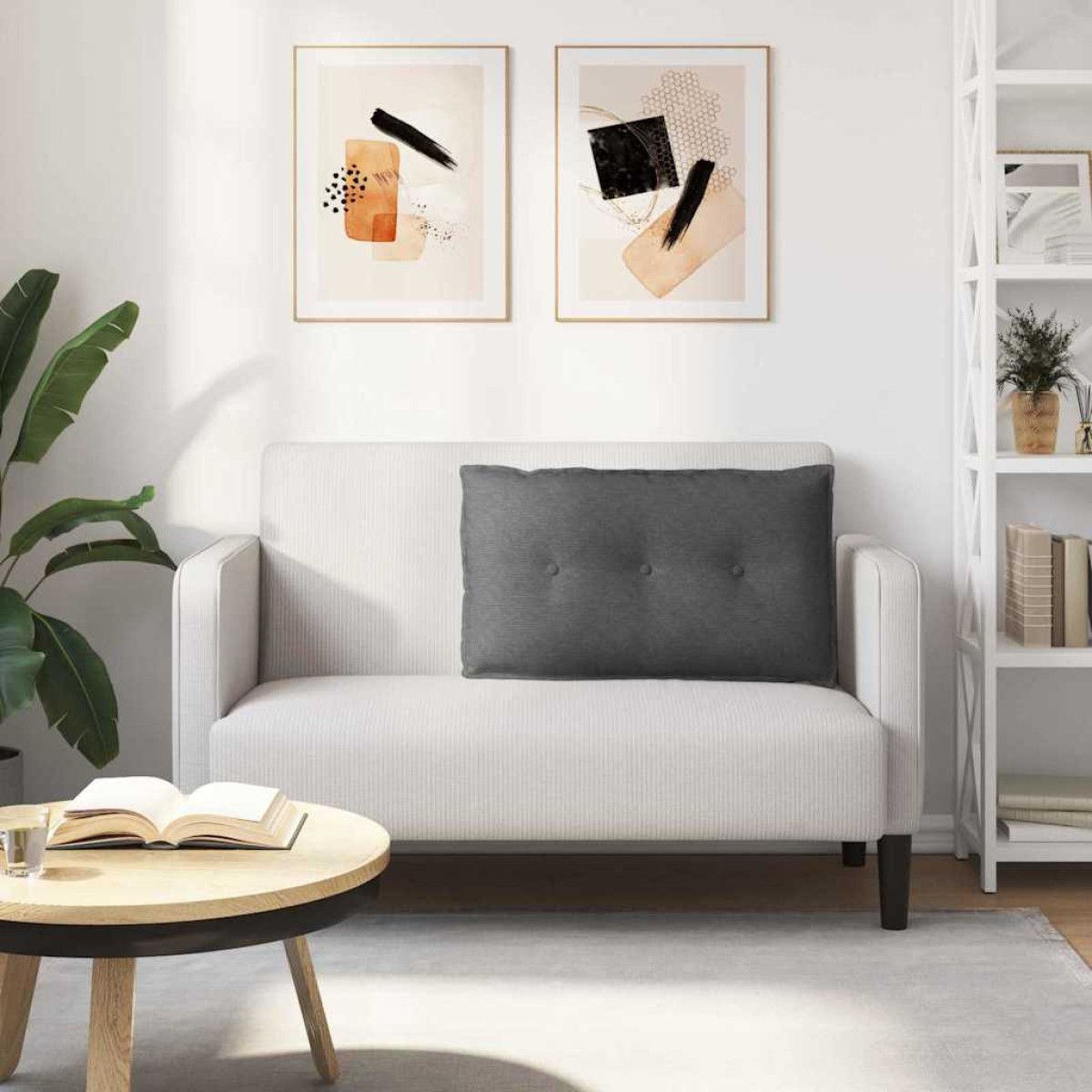 vidaXL Μαξιλάρι Πλάτης Σκούρο Γκρι 80 x 50 cm Υφασμάτινο Κορντουρά