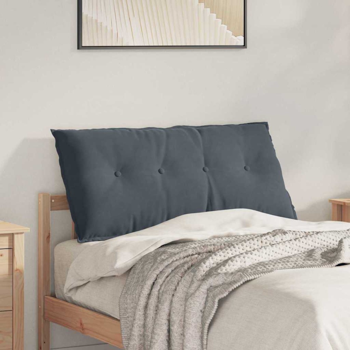 vidaXL Μαξιλάρι Πλάτης Σκούρο Γκρι 100 x 50 cm Υφασμάτινο Κορντουρά