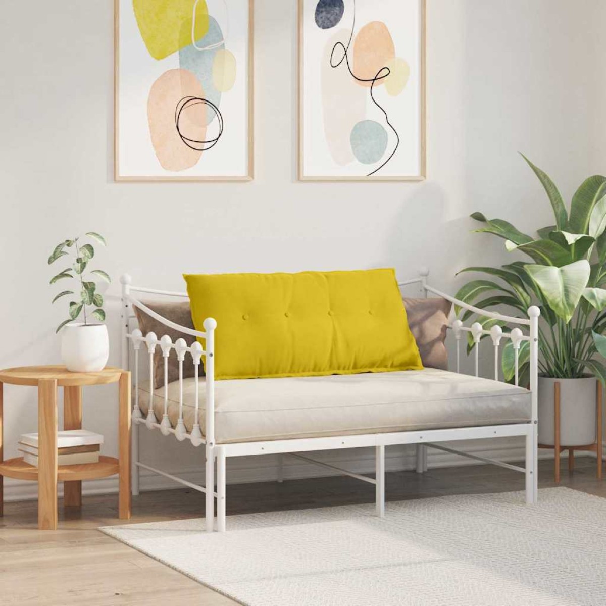 vidaXL Μαξιλάρι Πλάτης Κίτρινο 100 x 50 cm Υφασμάτινο Κορντουρά