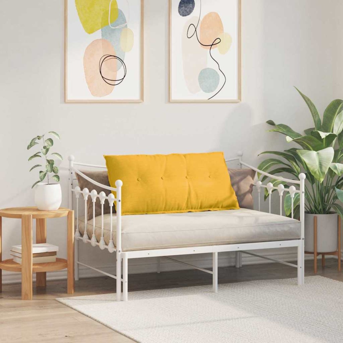 vidaXL Μαξιλάρι Πλάτης Απαλό Κίτρινο 100 x 50 cm Υφασμάτινο Κορντουρά