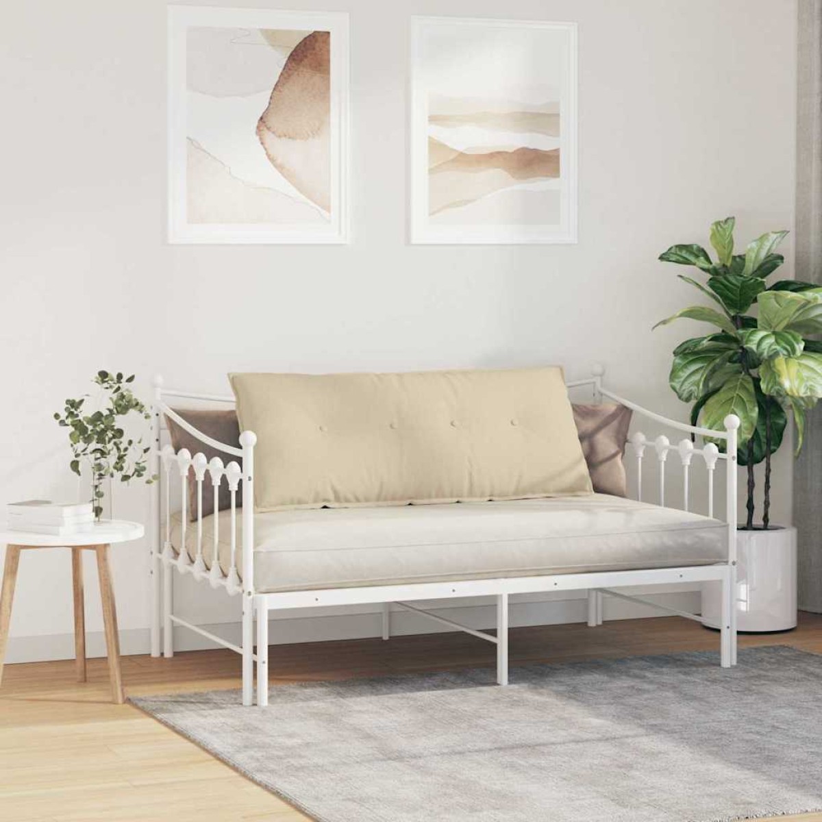 vidaXL Μαξιλάρι Πλάτης Κρεμ 120 x 19 x 50 εκ ύφασμα