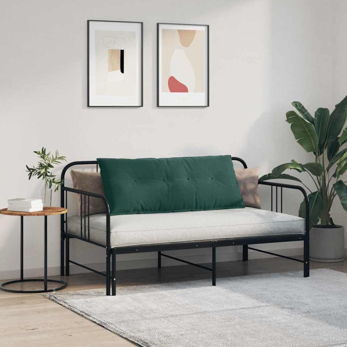 vidaXL Μαξιλάρι Πλάτης Σκούρο Πράσινο 120 x 50 cm Υφασμάτινο Κορντουρά