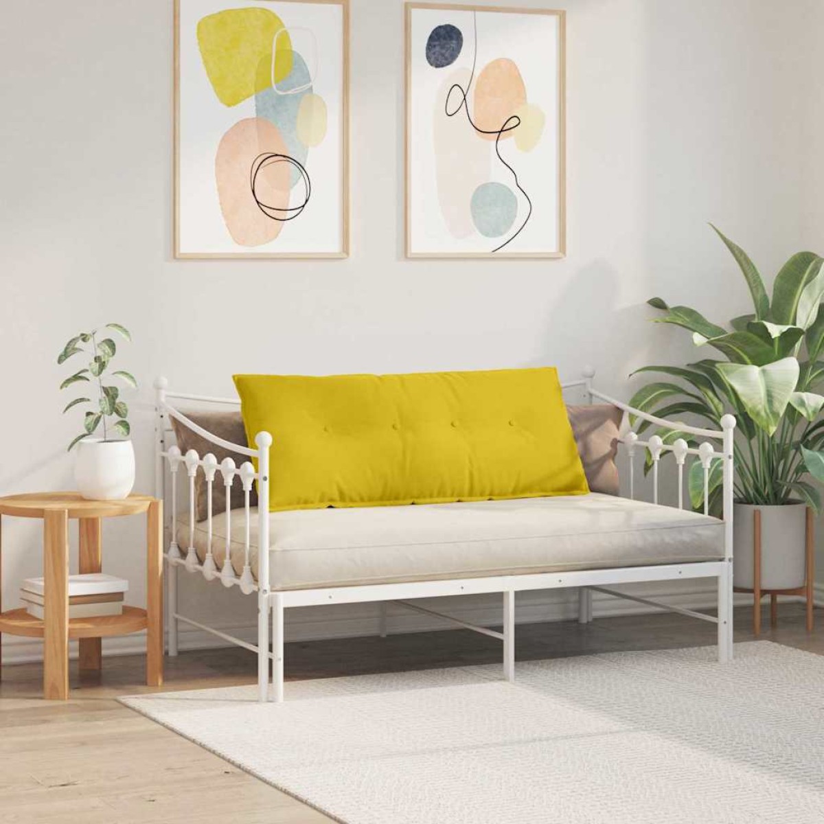 vidaXL Μαξιλάρι Πλάτης Κίτρινο 120 x 50 cm Υφασμάτινο Κορντουρά