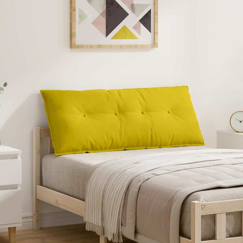 vidaXL Μαξιλάρι Πλάτης Κίτρινο 120 x 50 cm Υφασμάτινο Κορντουρά