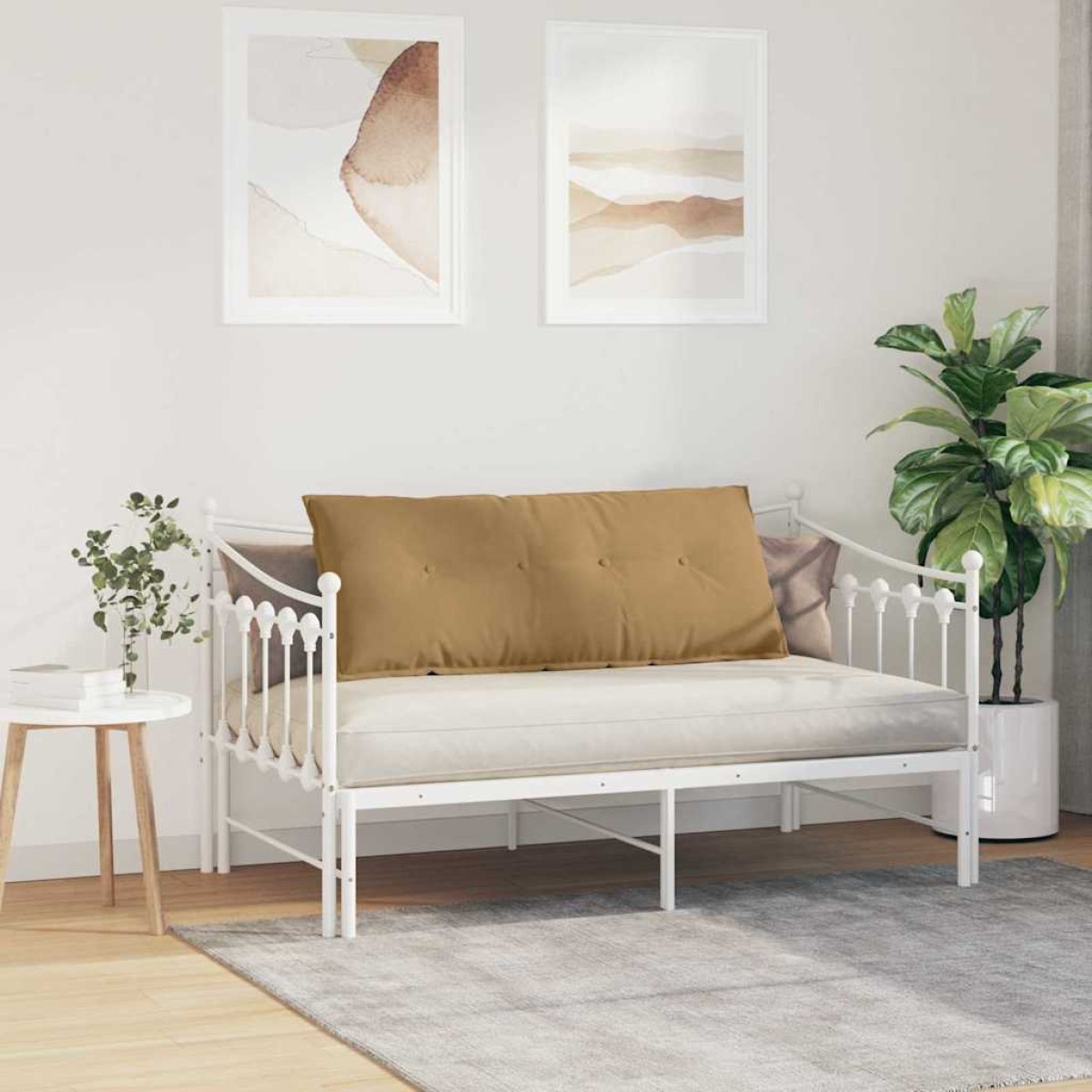 vidaXL Μαξιλάρι Πλάτης Καφέ 120 x 50 cm Υφασμάτινο Κορντουρά