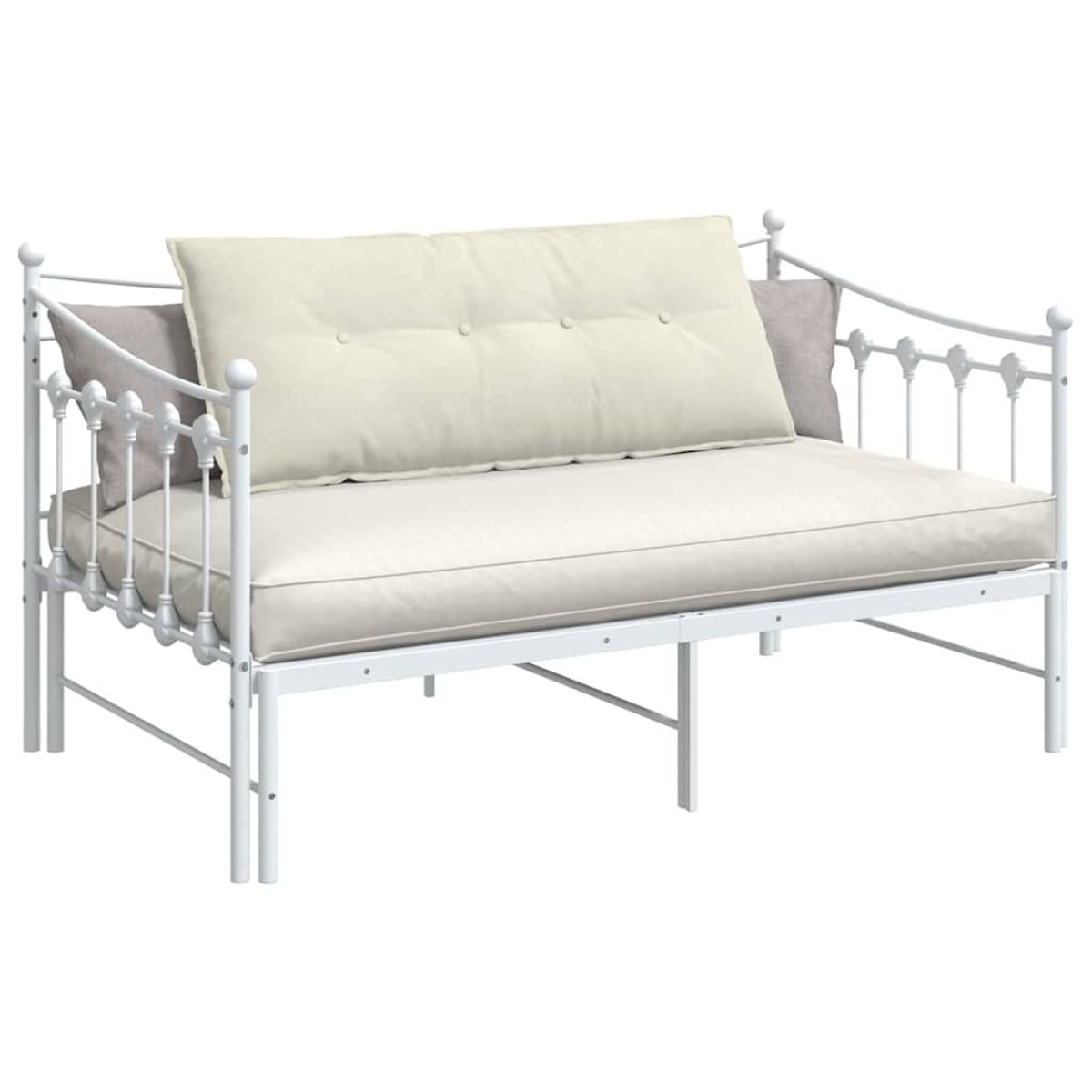 vidaXL Μαξιλάρι Πλάτης Κρεμ 120 x 50 cm Υφασμάτινο Κορντουρά