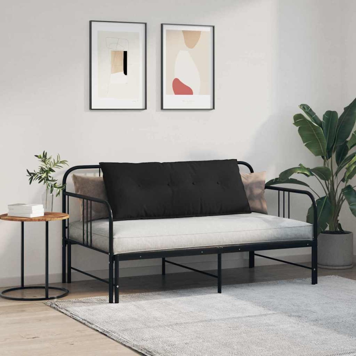 vidaXL Μαξιλάρι Πλάτης Μαύρο 120 x 50 cm Ύφασμα Μικροΐνας