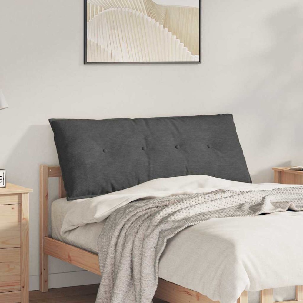 vidaXL Μαξιλάρι Πλάτης Σκούρο Γκρι 120 x 50 cm Υφασμάτινο Κορντουρά