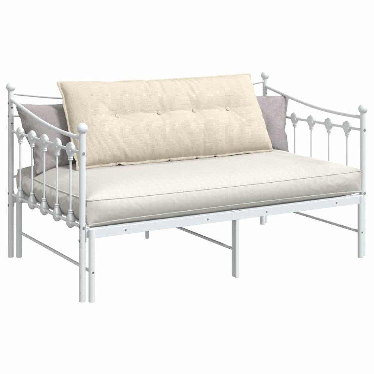 vidaXL Μαξιλάρι Πλάτης Κρεμ 120 x 50 cm Υφασμάτινο Κορντουρά