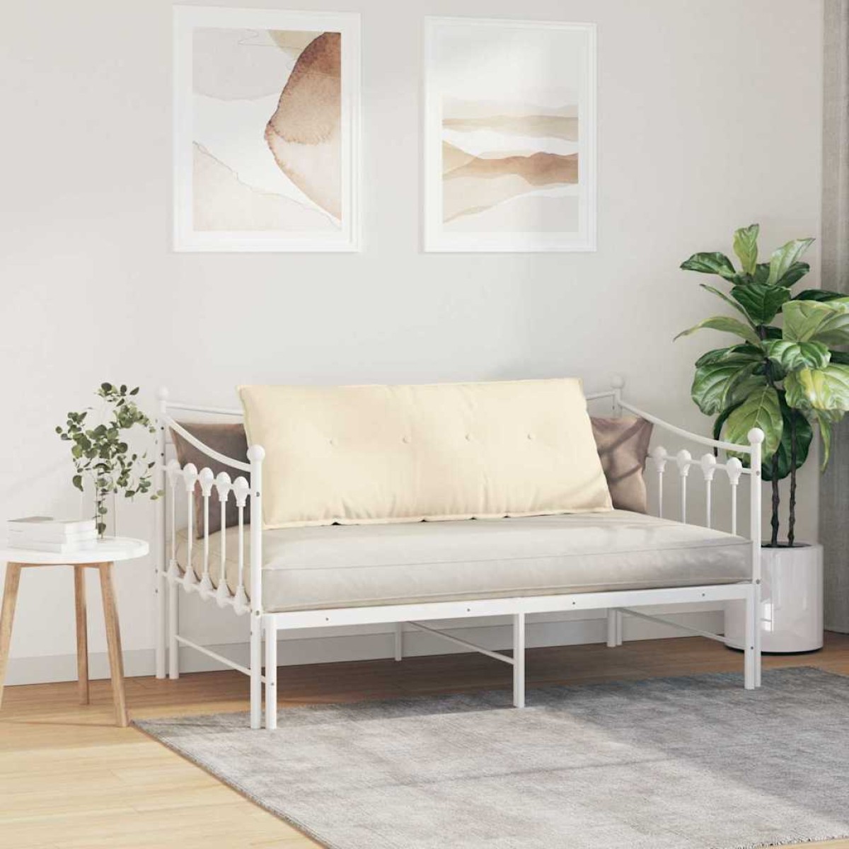 vidaXL Μαξιλάρι Πλάτης Κρεμ 120 x 50 cm Υφασμάτινο Κορντουρά